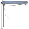 Manual Retractable Awning with Posts – 3×2.5 m, Blue and White