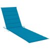 Sun Lounger with Cushion Solid Teak Wood