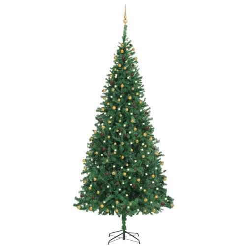Artificial Christmas Tree with LEDs&Ball Set LEDs Green – 300×155 cm, Green and Gold
