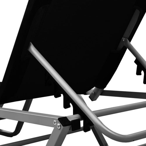 Sun Lounger Aluminium and Textilene Black