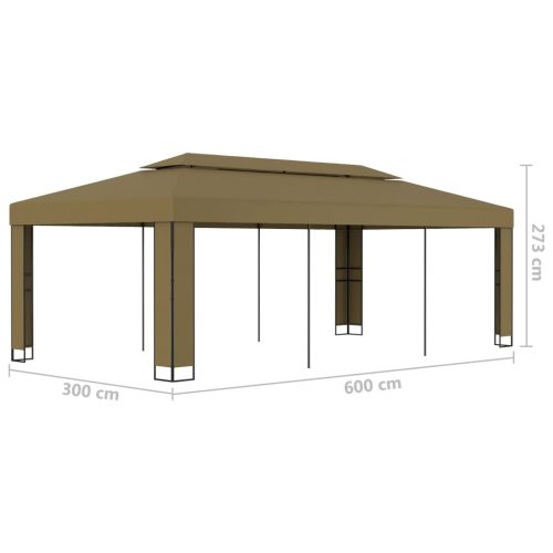 Gazebo with Double Roof – 3×6 m, Taupe