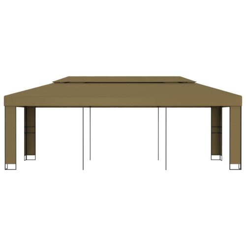 Gazebo with Double Roof – 3×6 m, Taupe