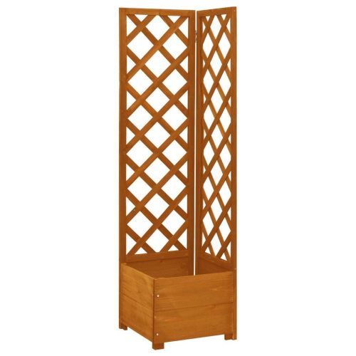 Corner Trellis Planter 40x40x150 cm Solid Firwood – Orange