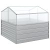 Garden Raised Bed with Greenhouse 100x100x85 cm Silver