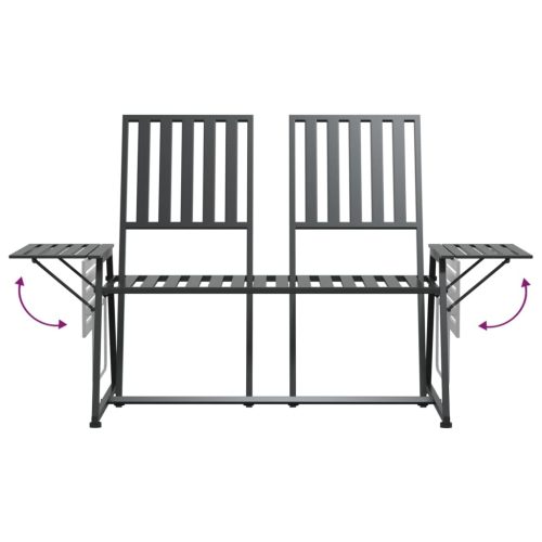 2-Seater Garden Bench 165 cm Black Steel