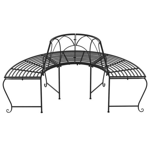 Half Round Tree Bench Ø159 cm Black Steel