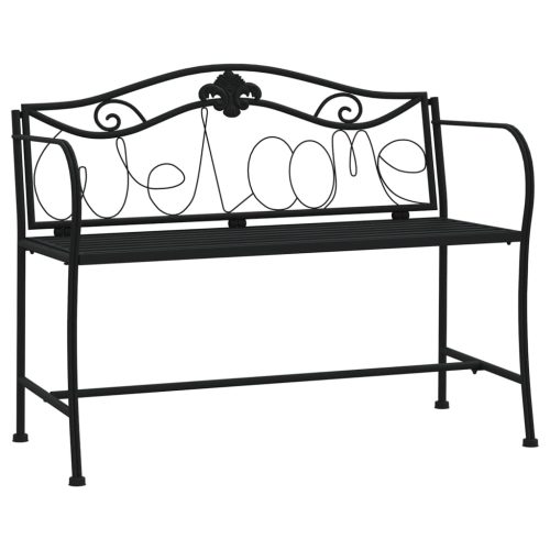 2-Seater Garden Bench 104 cm Black Steel