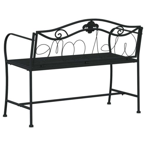 2-Seater Garden Bench 104 cm Black Steel