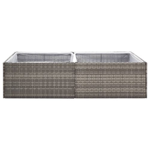 Garden Planter Poly Rattan – 157x80x40 cm, Grey