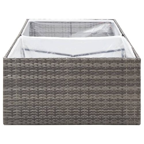 Garden Planter Poly Rattan – 157x80x40 cm, Grey