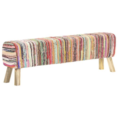 Bench 160 cm Multicolour Chindi Fabric