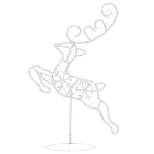 Acrylic Christmas Flying Reindeer&Sleigh 260x21x87cm – Cold White