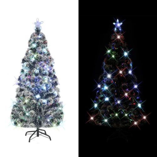 Christmas Tree with LEDs Green and White Fibre Optic – 210×105 cm