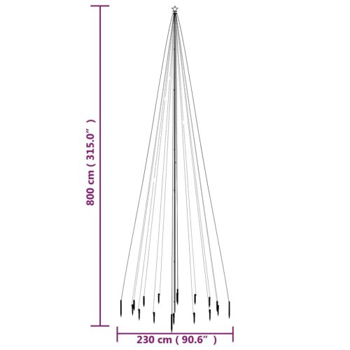 Christmas Tree with Spike LEDs – 800×230 cm, Warm White