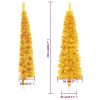 Slim Artificial Half Christmas Tree with Stand – 210×56 cm, Gold
