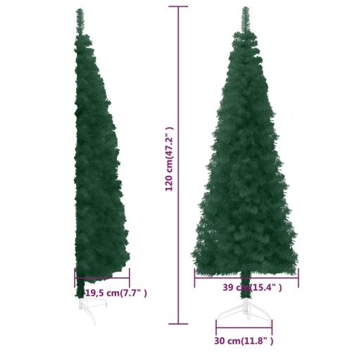 Slim Artificial Half Christmas Tree with Stand – 120×39 cm, Green