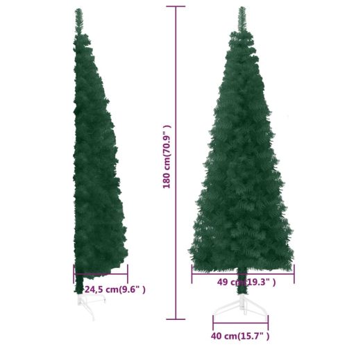Slim Artificial Half Christmas Tree with Stand – 180×49 cm, Green