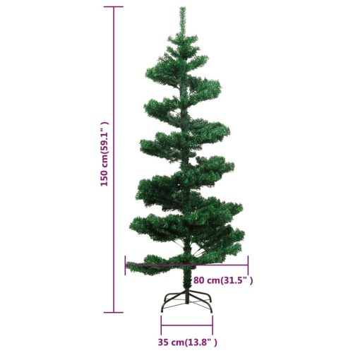Swirl Christmas Tree with Pot and LEDs PVC – 150×80 cm, Green