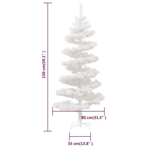 Swirl Christmas Tree with Pot and LEDs PVC – 150×80 cm, White