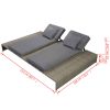 Double Sun Lounger with Cushion Poly Rattan Grey