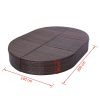 Outdoor Lounge Bed with Cushion Poly Rattan – Brown