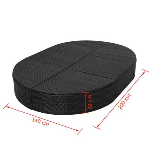 Outdoor Lounge Bed with Cushion Poly Rattan – Black