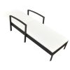 Sun Lounger with Cushion Poly Rattan – Black