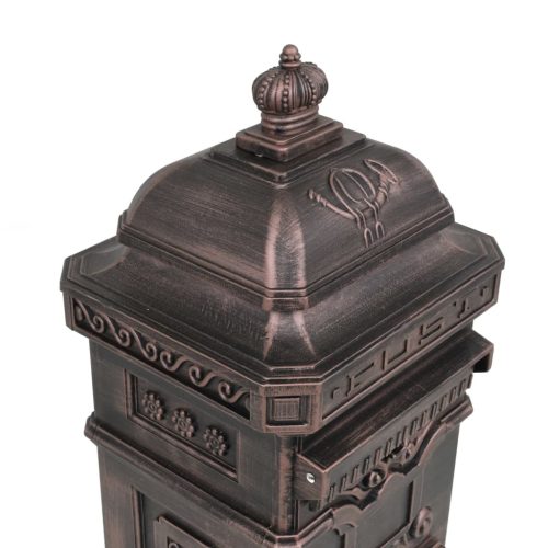 Pillar Letterbox Aluminium Vintage Style Rustproof – Bronze