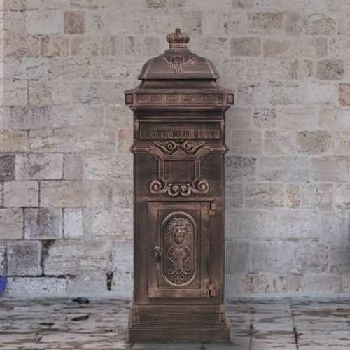 Pillar Letterbox Aluminium Vintage Style Rustproof – Bronze