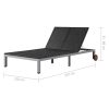 Double Sun Lounger with Wheels Poly Rattan Black