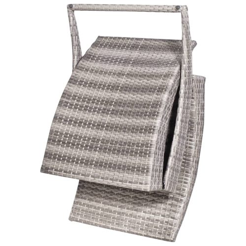 Folding Sun Lounger with Cushion Poly Rattan – Grey