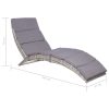 Folding Sun Lounger with Cushion Poly Rattan – Grey