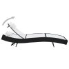 Sun Lounger with Pillow Poly Rattan – Black and White