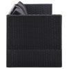 Outdoor Sofa with Cushion and Pillow Poly Rattan Black