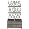 Trellis Raised Bed with Pot Poly Rattan – 58x30x107 cm, Grey