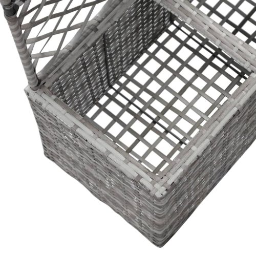 Trellis Raised Bed with Pot Poly Rattan – 58x30x107 cm, Grey