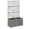 Trellis Raised Bed with Pot Poly Rattan – 58x30x107 cm, Grey