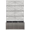 Trellis Raised Bed with Pot Poly Rattan – 83x30x130 cm, Grey