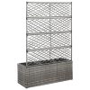 Trellis Raised Bed with Pot Poly Rattan – 83x30x130 cm, Grey