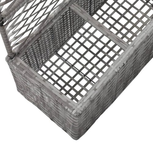 Trellis Raised Bed with Pot Poly Rattan – 83x30x130 cm, Grey