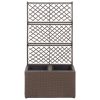 Trellis Raised Bed with Pot Poly Rattan – 58x30x107 cm, Brown