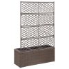 Trellis Raised Bed with Pot Poly Rattan – 83x30x130 cm, Brown