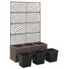 Trellis Raised Bed with Pot Poly Rattan – 83x30x130 cm, Brown