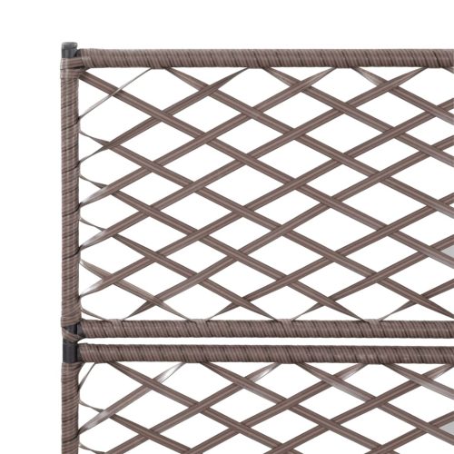 Trellis Raised Bed with Pot Poly Rattan – 83x30x130 cm, Brown