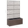 Trellis Raised Bed with Pot Poly Rattan – 83x30x130 cm, Brown