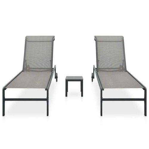 Sun Loungers 2 pcs with Table Textilene and Steel