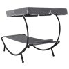 Outdoor Lounge Bed with Canopy & Pillow – Grey