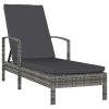 Sun Lounger with Cushion Poly Rattan – Grey
