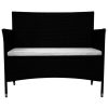 Garden Bench with Cushion Poly Rattan Black