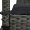 3-Seater  Garden Swing Bench with Canopy Poly Rattan – Grey
